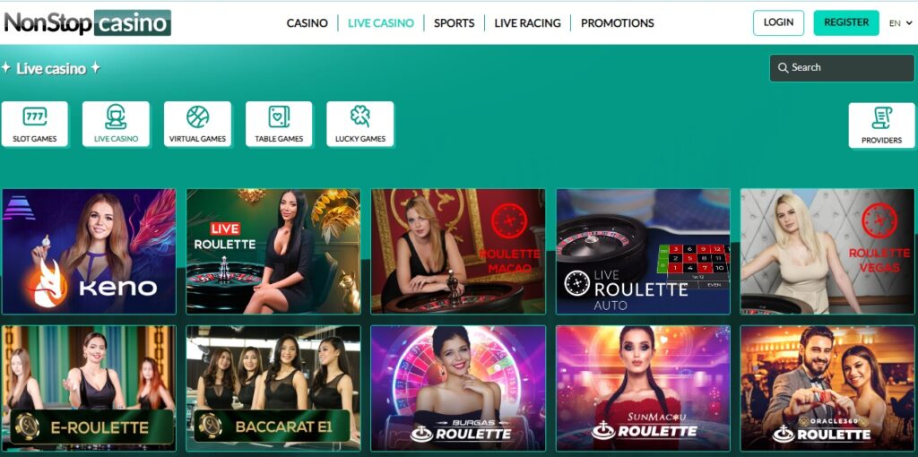 Live casino at NonStop Casino