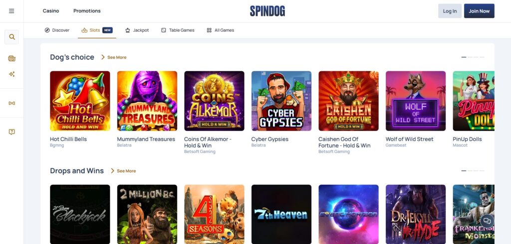 Explore Spindog Casino games