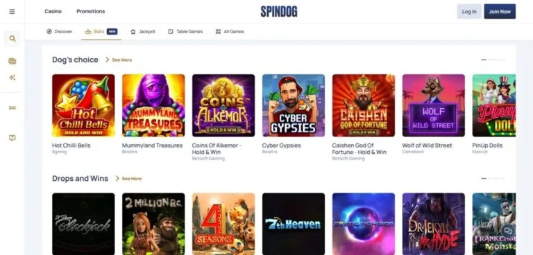 Explore Spindog Casino games